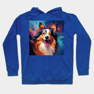 Abstract shetland sheepdog portrait painting Hoodie